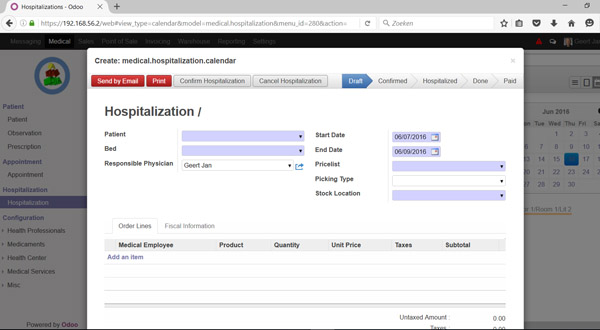 Odoo hospitalization